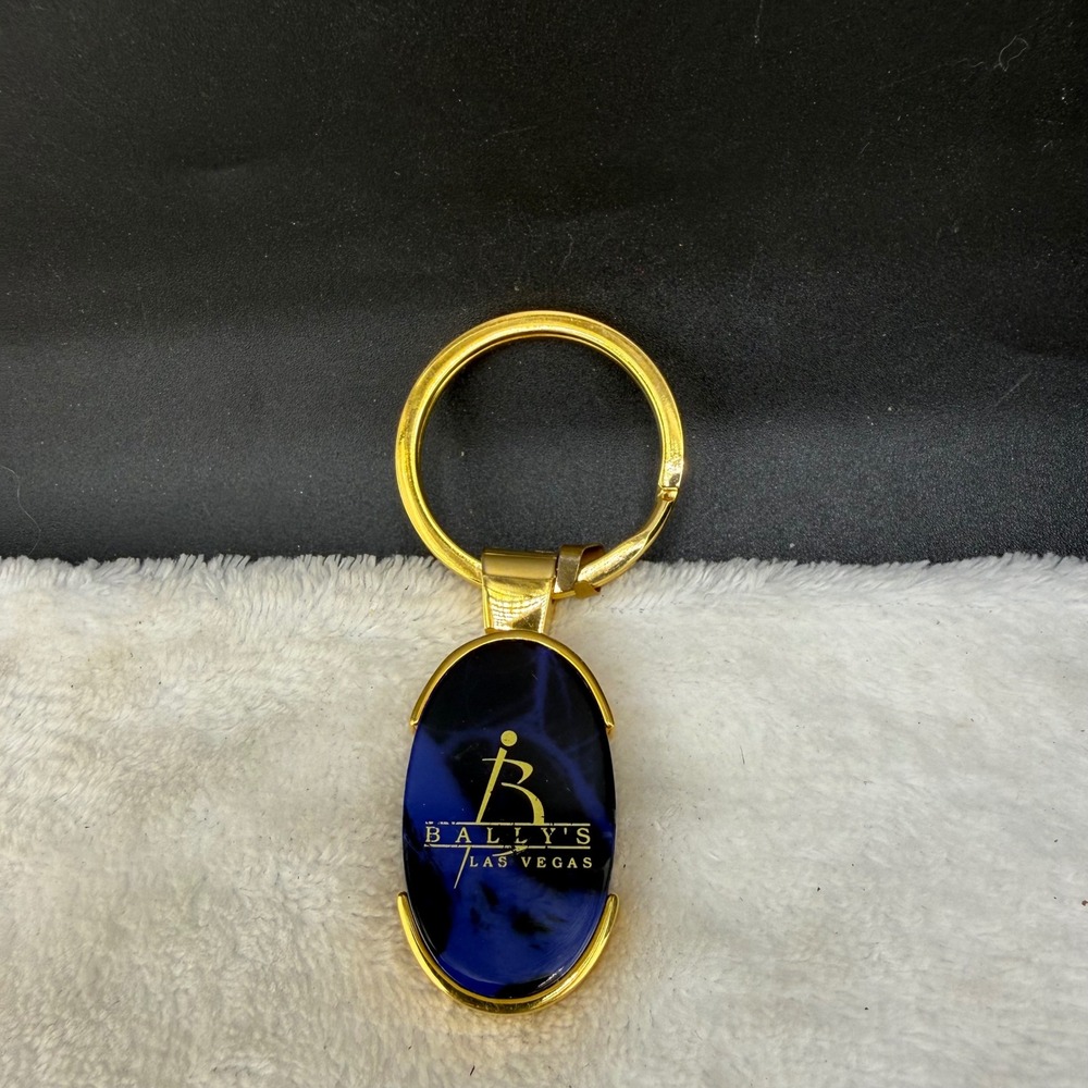 Vintage Bally's Las Vegas Keychain Blue Gold Tone Casino Souvenir READ